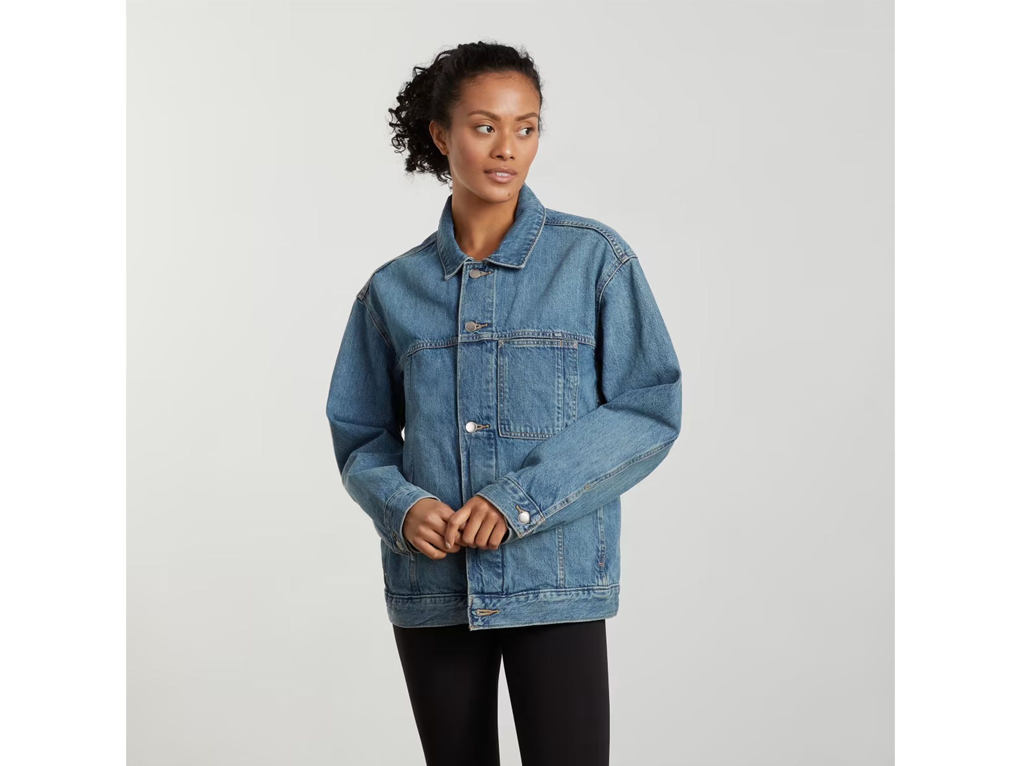 Grey denim 2024 jacket womens uk